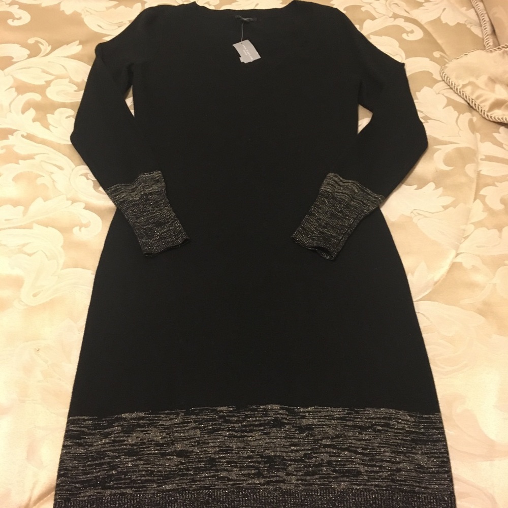 Ann Taylor Sweater Dress - Black and Silver trim